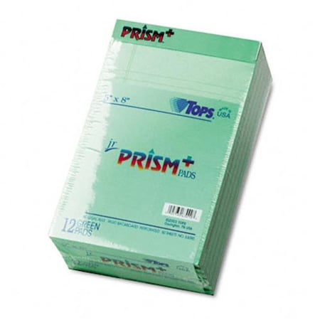 Tops Tops 63090 Prism Plus Colored Jr. Legal Pads  5 x 8  Green  50-Sheet Pads  12 Pack 63090